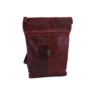Dámský kožený batoh červený 250102