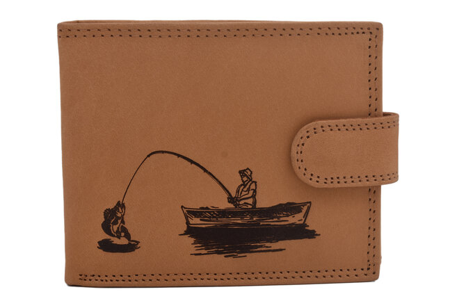 Pánská peněženka MERCUCIO natural vzor 70 rybář v loďce 2911927