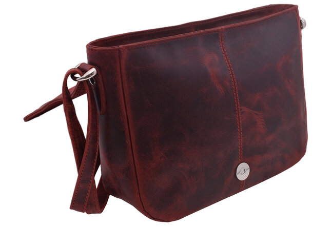 Dámská kožená crossbody kabelka červená 250112