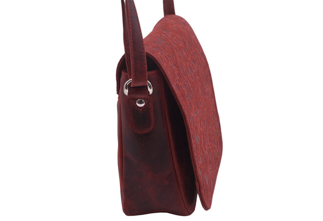 Dámská kožená crossbody kabelka červená 250112