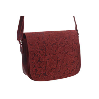 Dámská kožená crossbody kabelka červená 250112