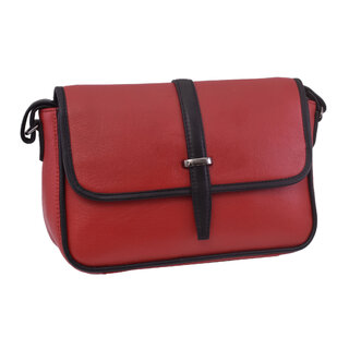 Dámská kožená crossbody kabelka červená 250117