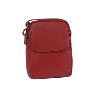Dámská kožená crossbody kabelka červená 250118