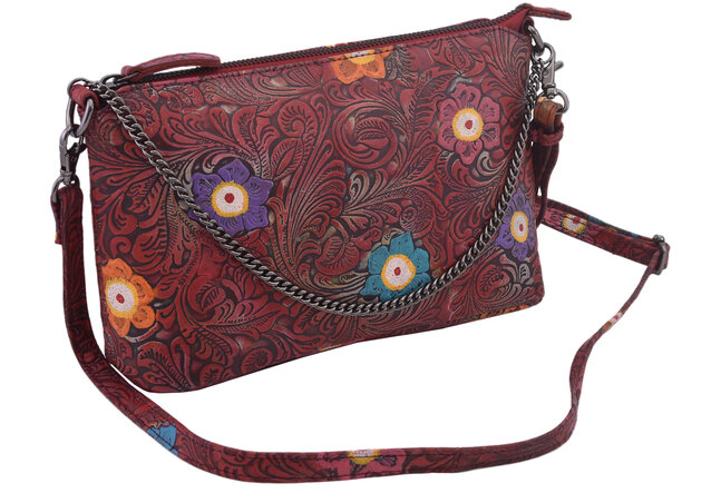 Dámská kožená crossbody kabelka červená 450113