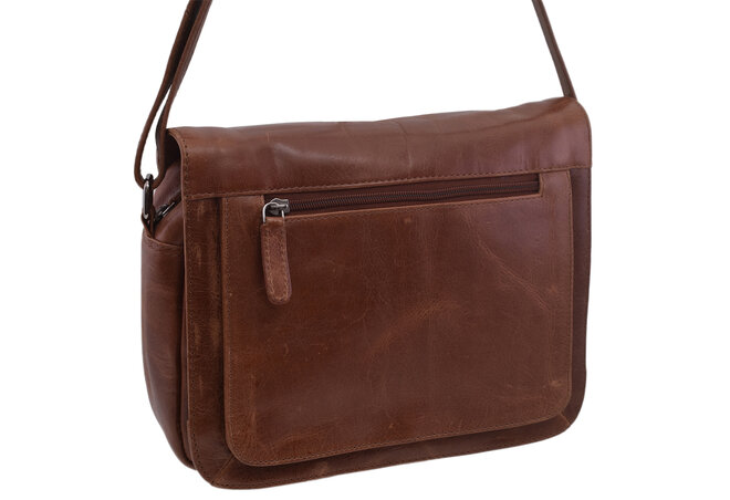 Dámská kožená crossbody kabelka koňak 210115
