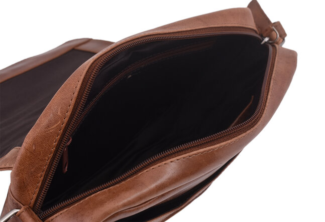 Dámská kožená crossbody kabelka koňak 210115