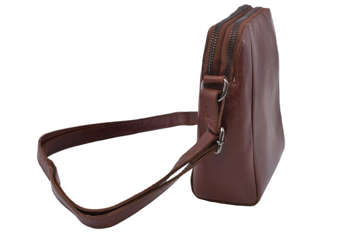 Dámská kožená crossbody kabelka koňak 250125