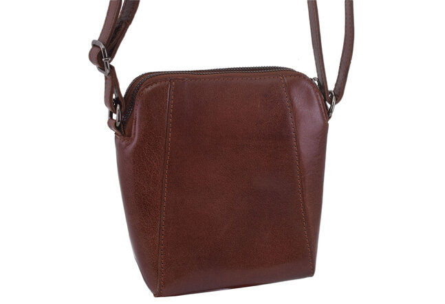 Dámská kožená crossbody kabelka koňak 250125
