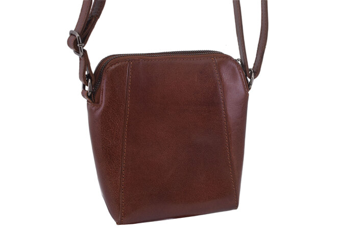 Dámská kožená crossbody kabelka koňak 250125