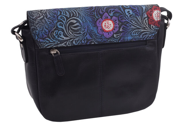 Dámská kožená crossbody kabelka modrá 450112