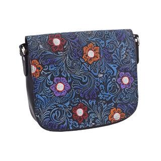 Dámská kožená crossbody kabelka modrá 450112