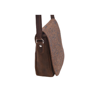 Dámská kožená crossbody kabelka tmavěhnědá 250112