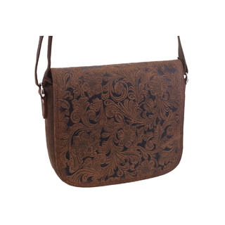 Dámská kožená crossbody kabelka tmavěhnědá 250112