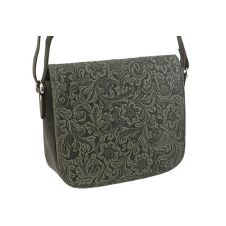 Dámská kožená crossbody kabelka zelená 250112