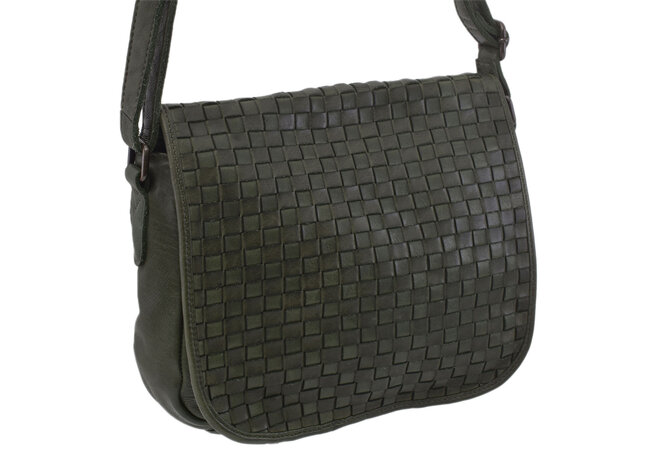Dámská kožená crossbody kabelka zelená 270112
