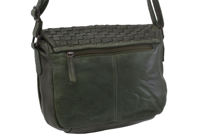 Dámská kožená crossbody kabelka zelená 270112
