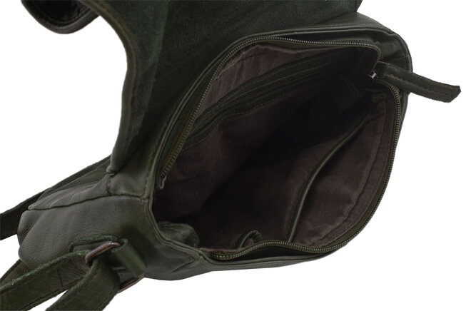 Dámská kožená crossbody kabelka zelená 270112