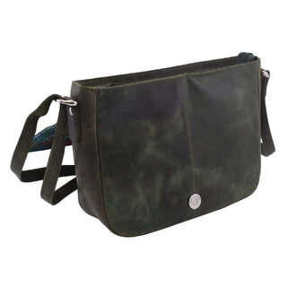 Dámská kožená crossbody kabelka zelená 450112