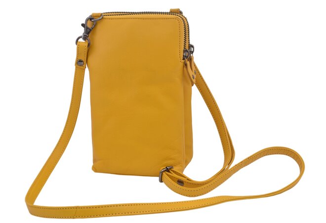 Dámská kožená crossbody kabelka žlutá 2511538