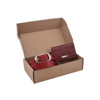 Dámský dárkový set Mercucio červený 310 - dámská peněženka 3911856 a hladký dámský opasek 721