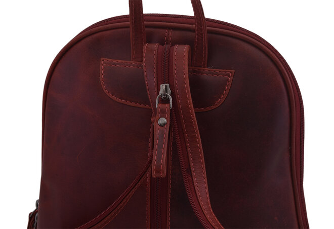 Dámský kožený batoh červený 250101