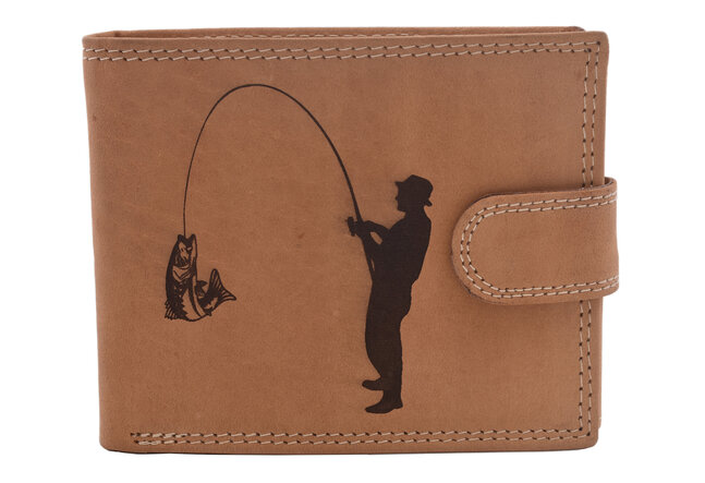 Pánská peněženka MERCUCIO natural vzor 8 rybář s prutem 2911927