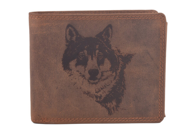 Pánská peněženka MERCUCIO světlehnědá vzor 2 vlk hlava 2911908