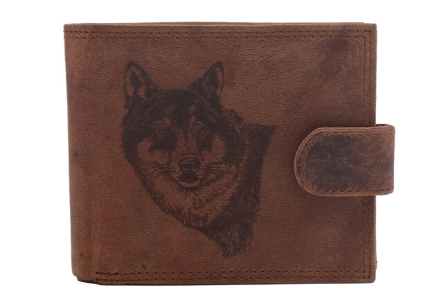 Pánská peněženka MERCUCIO světlehnědá vzor 2 vlk hlava 2911927