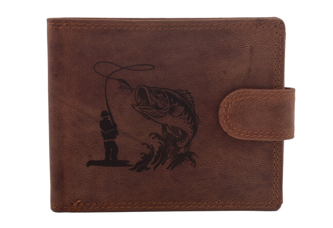 Pánská peněženka MERCUCIO světlehnědá vzor 57 rybář a candát 2911906