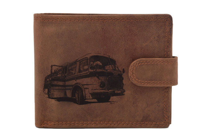 Pánská peněženka MERCUCIO světlehnědá vzor 72 autobus retro 2911906