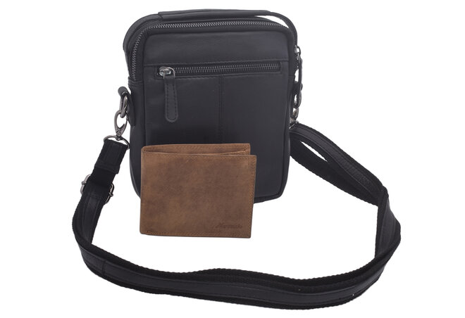 Pánské kožené crossbody černá nappa 250904