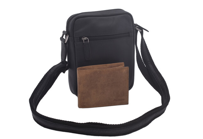 Pánské kožené crossbody černá nappa V 250586