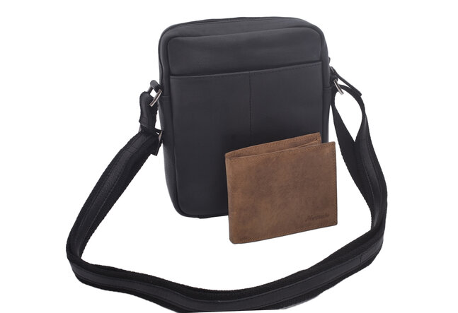 Pánské kožené crossbody černá nappa V 250587