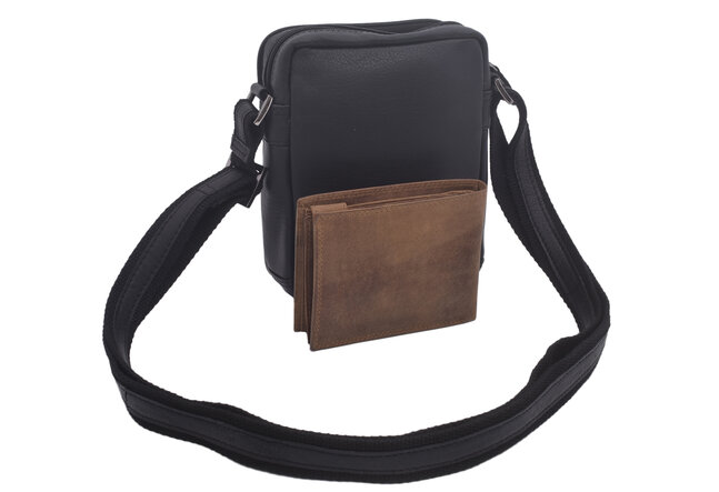 Pánské kožené crossbody černá nappa V 250588