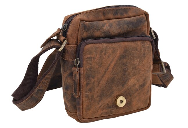 Pánské kožené crossbody tmavěhnědý hunter embos divočák 250591