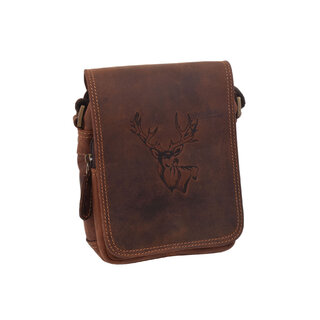 Pánské kožené crossbody tmavěhnědý hunter embos jelen hlava II 250591