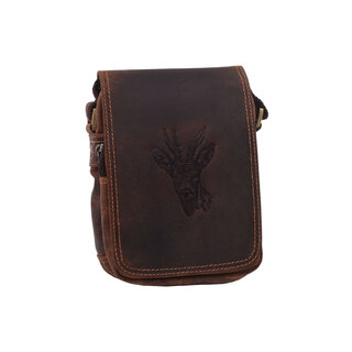 Pánské kožené crossbody tmavěhnědý hunter embos srnec hlava II 250591