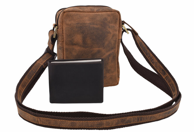 Pánské kožené crossbody tmavěhnědý hunter V 250588