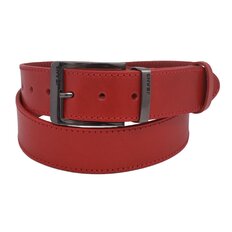 Pánský kožený opasek 740-40-101 červený šitý přezka Jeans