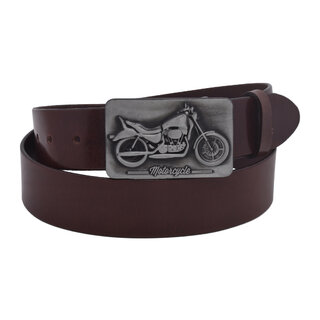 Pánský kožený opasek 740-40-106 tmavěhnědý hladký přezka Motorcycle