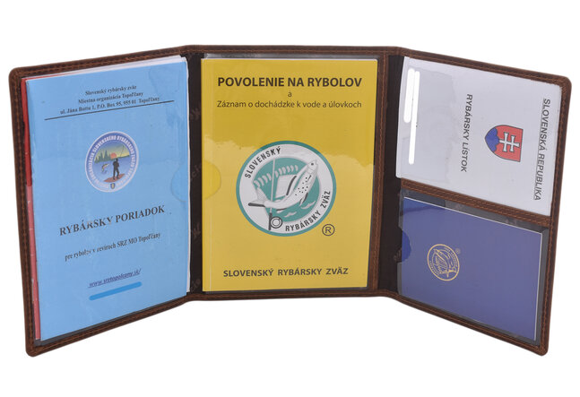 Rybářská dokladovka MERCUCIO světlehnědá vzor 7 štika s udicí 2911931